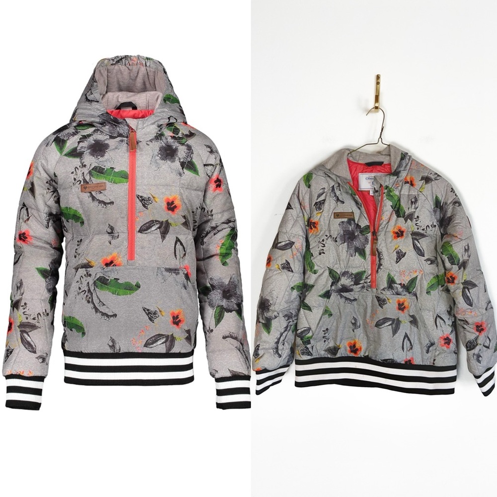Obermeyer Girls Peri Down Anorak Jacket Leilani print size M 10/12